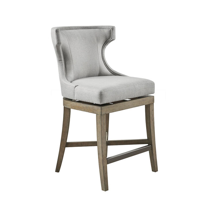 Gracie Mills Allie Swivel Wingback Counter Stool with Metal Kickplate