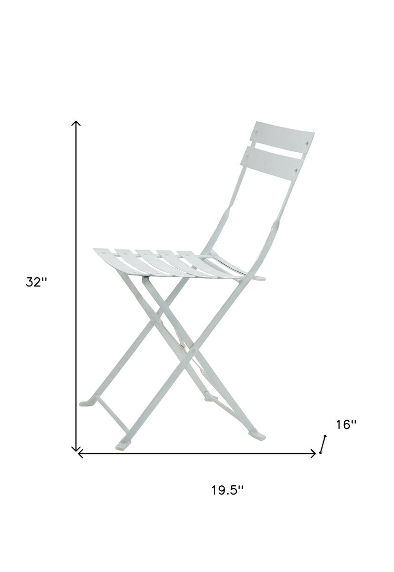 HomeRoots Set of Two White Aluminum Outdoor Folding Dining Chairs image number 5
