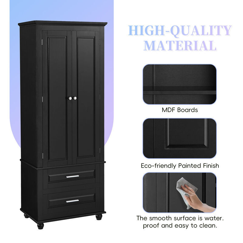 Whisen Verticle Tall Storage Cabinet with Two Drawers