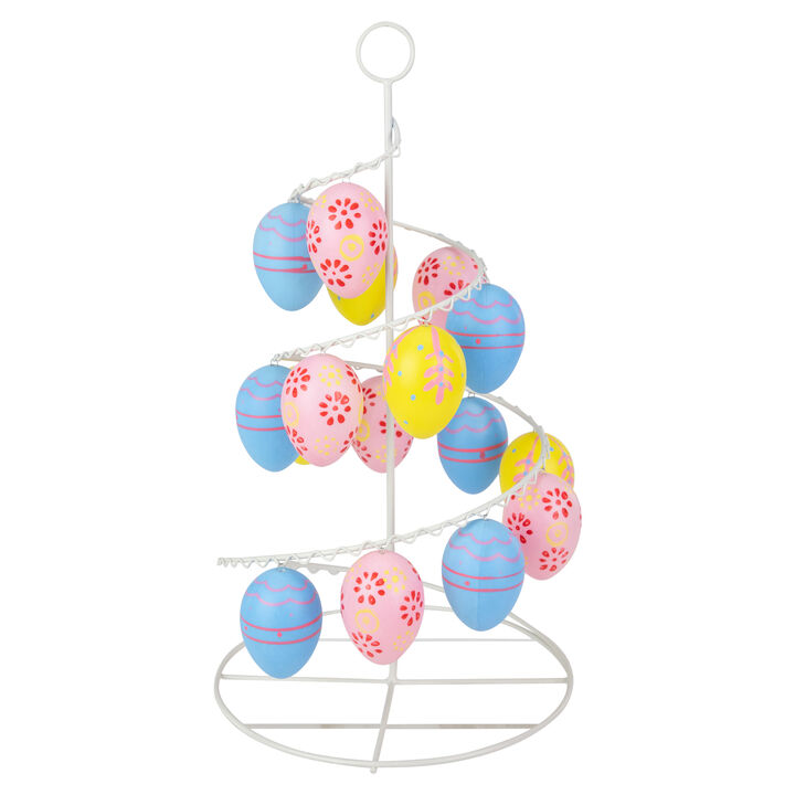 14.25" Blue  Pink and Yellow Cut-Out Spring Easter Egg Tree Decor