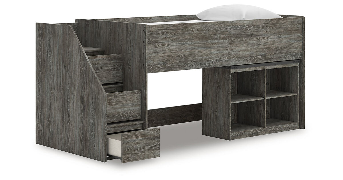 Frandern Twin Loft Bed with Bookcase Storage