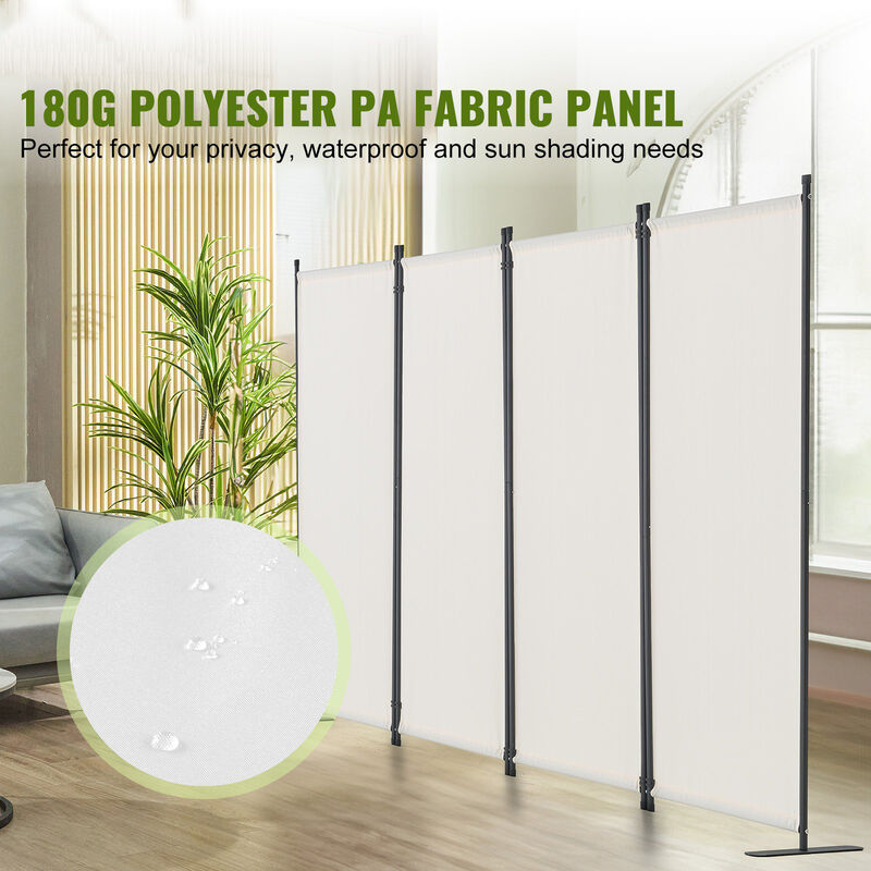 Folding Privacy Screen with 4 Fabric Panels for Bedroom, Study, or Living Room