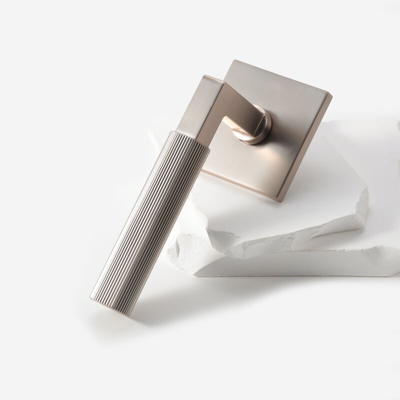 Mila Modern Linear Double Dummy Interior Door Handle with Square Rosette and Concealed Screws image number 7