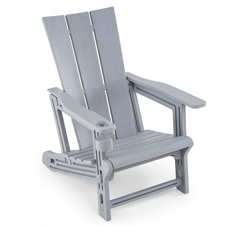 HDPE Outdoor Adirondack Chairs with Built-In Cup Holder for Patio and Backyard
