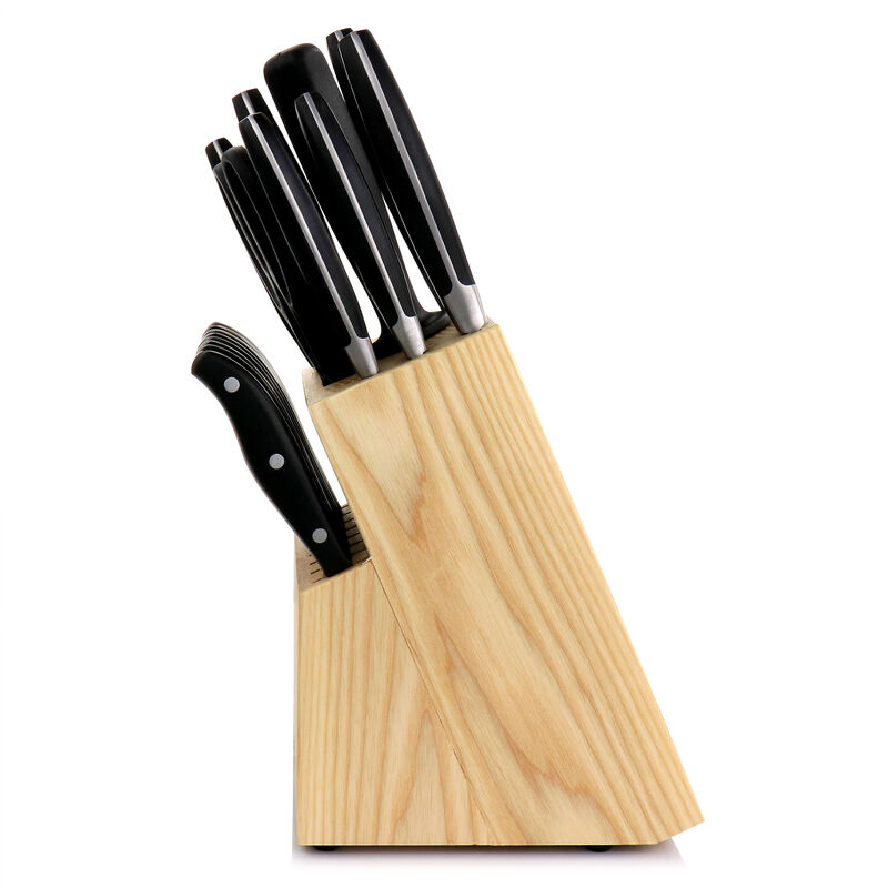 Kenmore Elite 18 Piece Stainless Steel Cutlery and Wood Block Set in Black image number 3