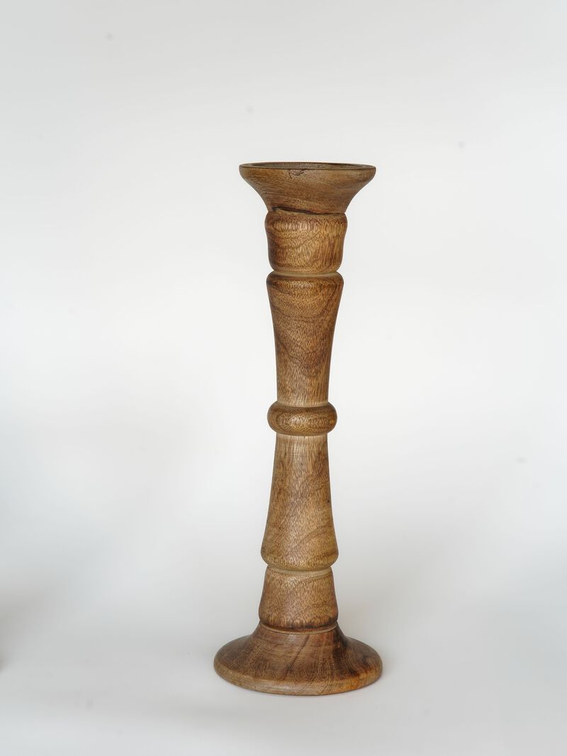 Traditional Wallnut Eco-friendly Handmade Mango Wood Set Of Three 6",9" & 12" Pillar Candle Holder BBH Homes
