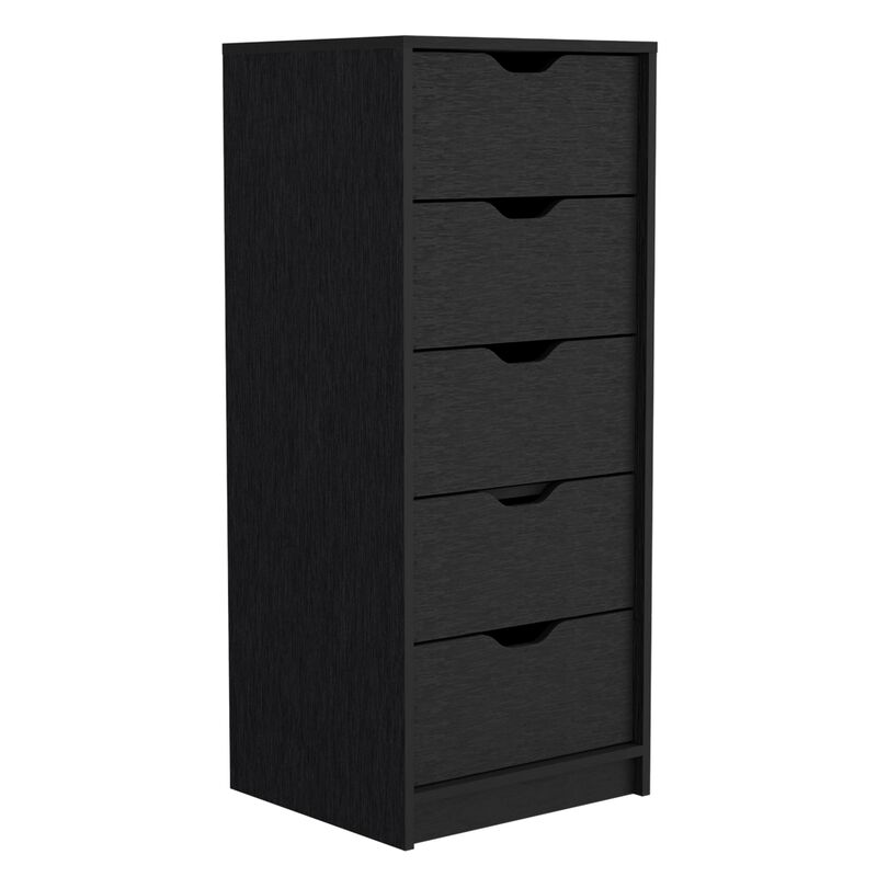 Basilea 5 Drawers Tall Dresser, Pull Out System -Black