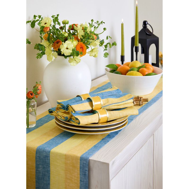 Solino Home Cabana Stripe 100% Linen Table Runner &ndash; Handcrafted, Machine Washable, Perfect for Holiday and Everyday Dining
