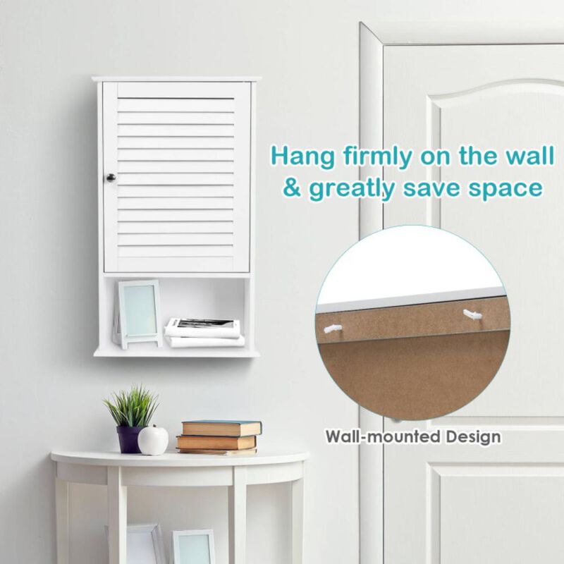 Hivvago Bathroom Wall Mount Storage Cabinet Single Door with Height Adjustable Shelf