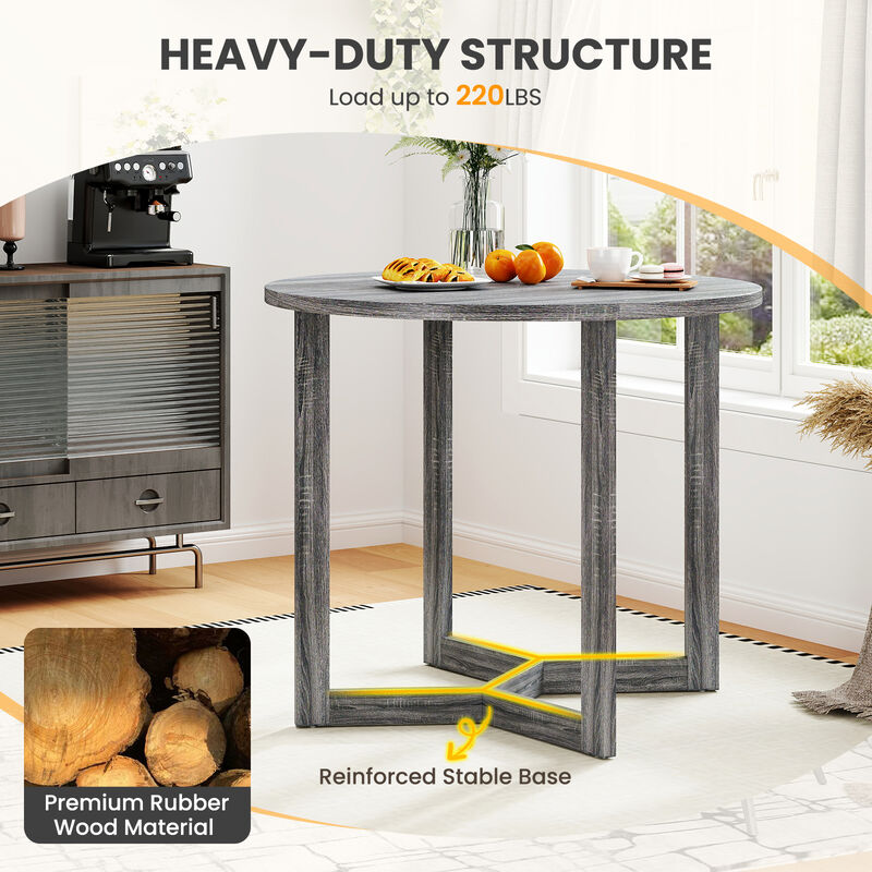 Round Pedestal Dining Table for 2–4 – Wing Base Design and Solid Wood Surface