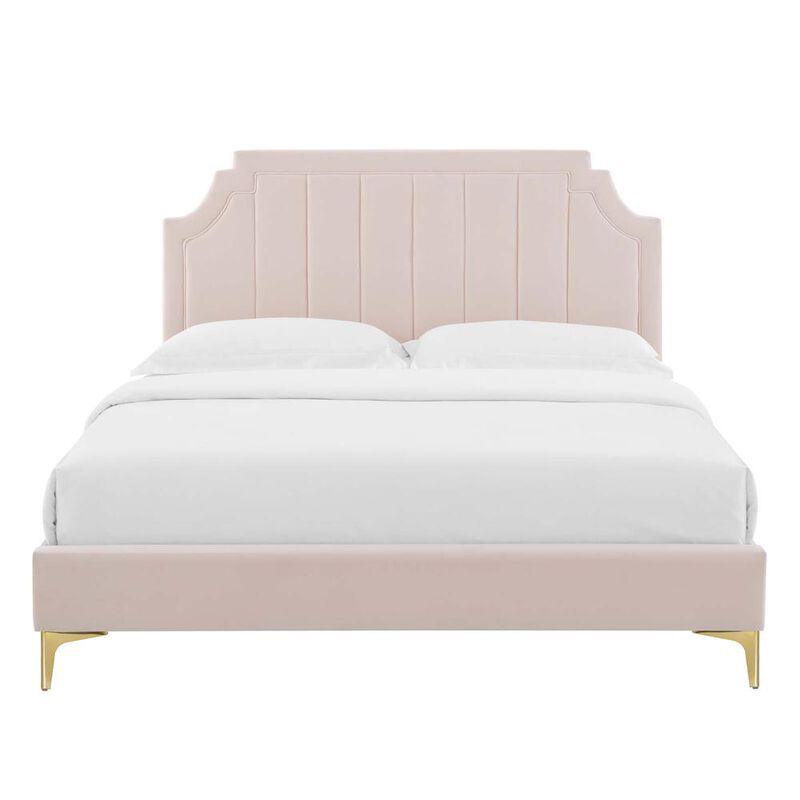 Sienna Performance Velvet Queen Platform Bed image number 3