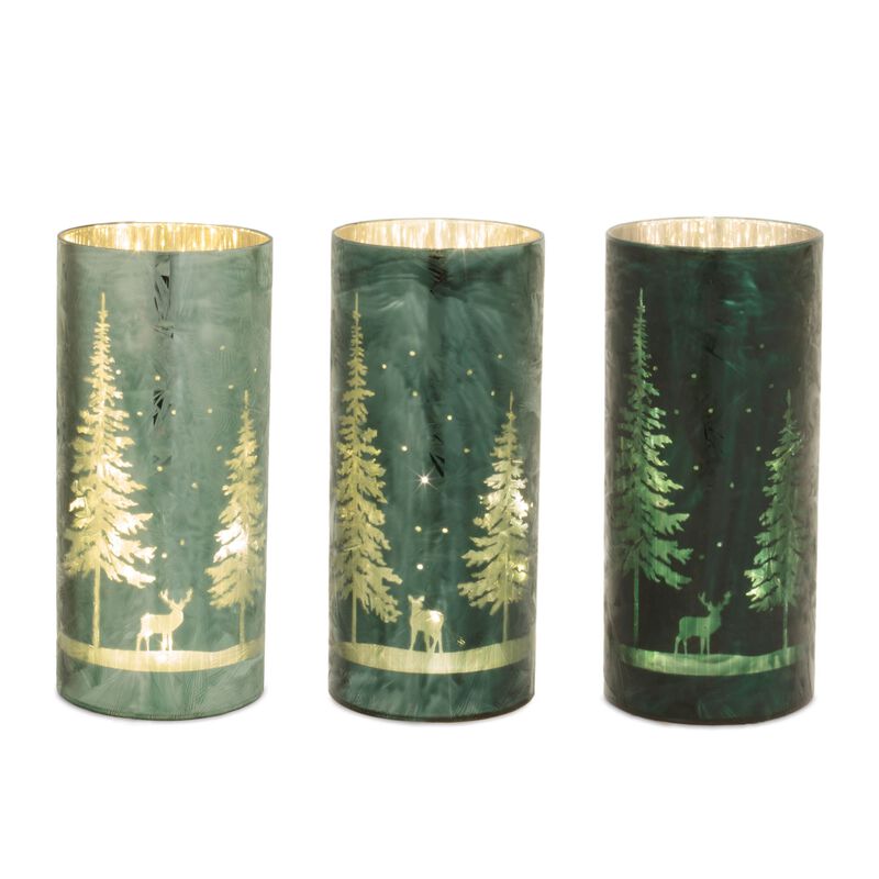 LED Christmas Tree Luminaries (Set of 3) – Lighted Pine Trees for Table, Mantel, or Holiday Centerpiece Display