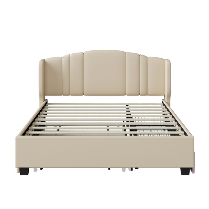 Dolf Queen Linen Upholstered Platform Bed Frame