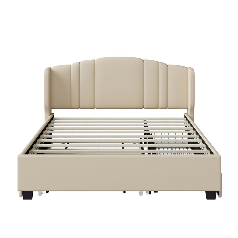 Dolf Queen Linen Upholstered Platform Bed Frame image number 0