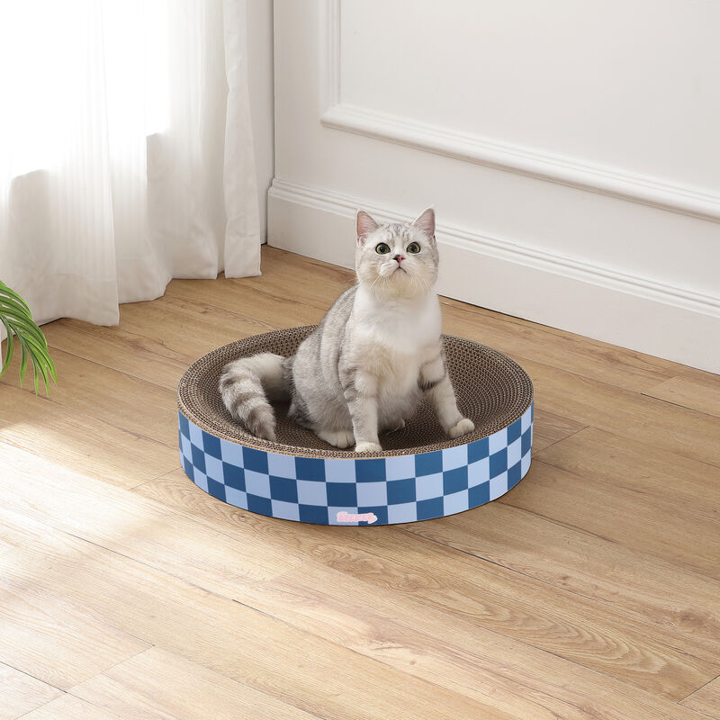 Nelson Modern Cardboard Round Bowl Cat Scratcher with Catnip