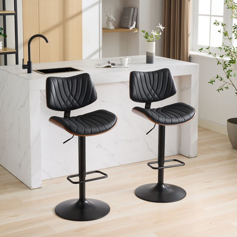 Mid-Century Adjustable Swivel Bar Stools, Set of 2 image number 1