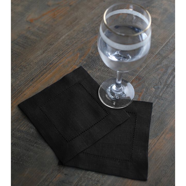 Linen Cocktail Napkins - Classic Hemstitch