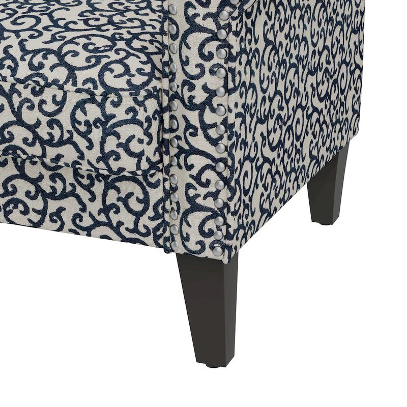 HL Home Furnishings Jean Rolled Armchairs with Nailheads in Black Curly Vine