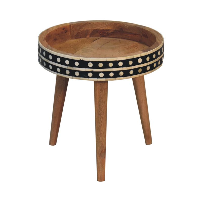 Artisan Furniture Solid Wood Mini Pattern Nordic End Table , Brown image number 2