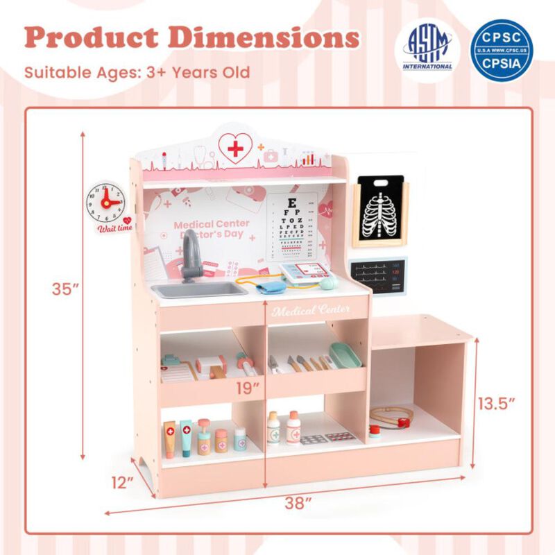 Hivvago Wooden Doctor Playset with Stethoscope for Toddlers over 3 Years Old