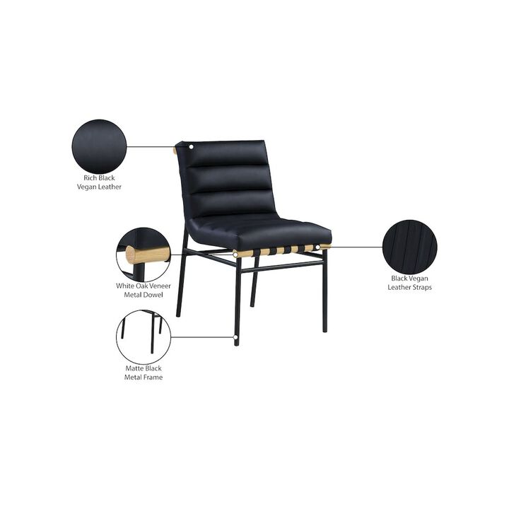 Meridian Furniture Burke Black Vegan Leather Dining Chair, Set of 2