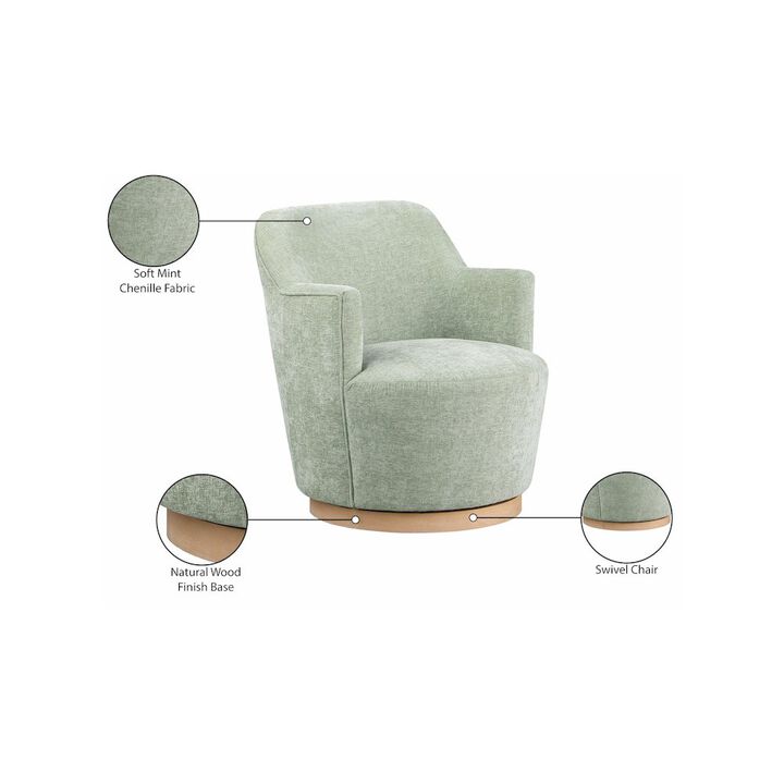 Meridian Furniture Clarita Mint Chenille Fabric Swivel Accent Chair