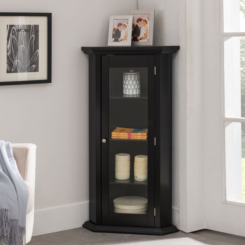 Kings Brand Furniture Cambridge Corner Curio Storage Cabinet image number 1