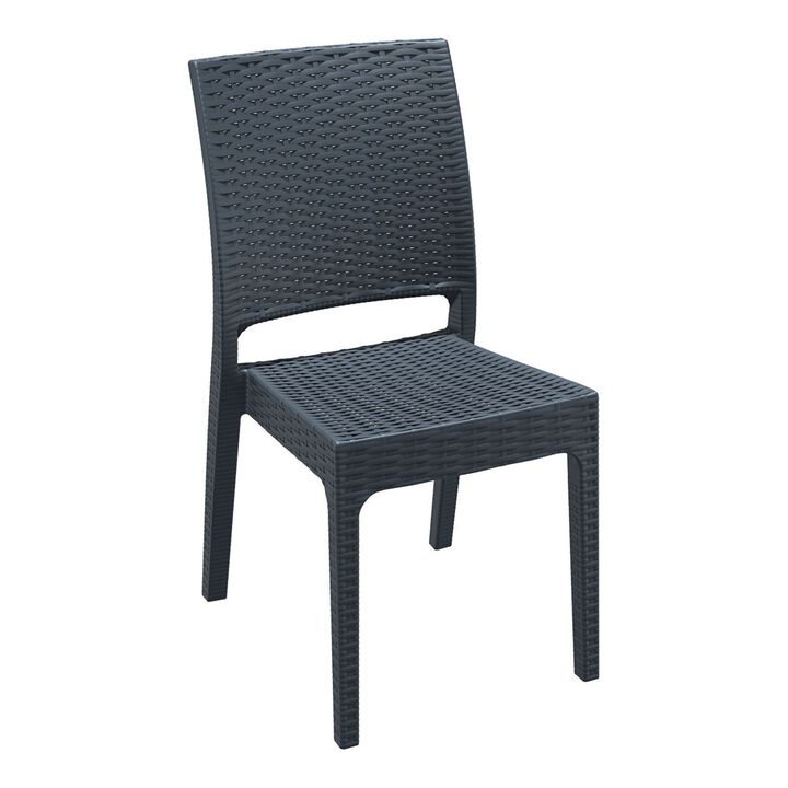 34" White Patio Wickerlook Stackable Dining Chair