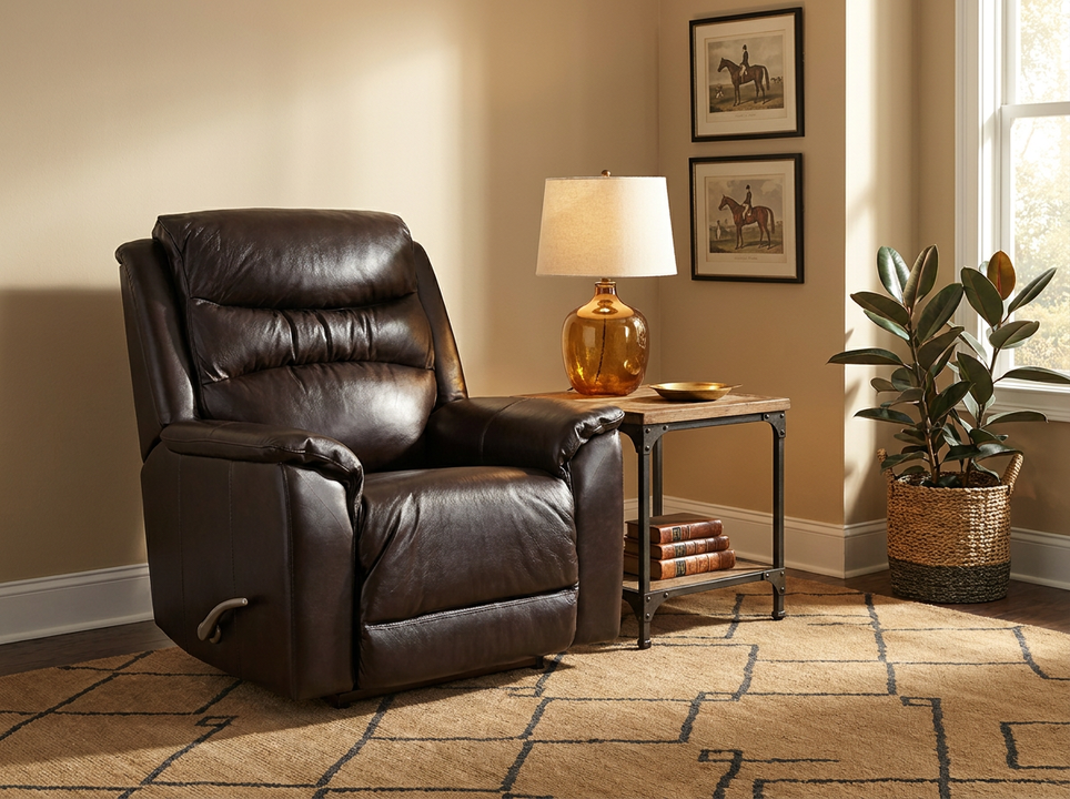 Redwood Chocolate Leather Rocking Recliner