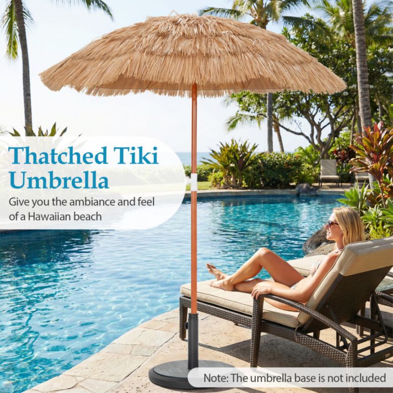 6 FT Thatched Beach Umbrella with Push Button Tilt Carrying Bag image number 8