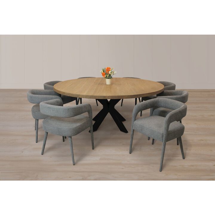 9-Piece 72 Dining Set 8 Galway Dining Chairs in Dark Gray Linen Fabric
