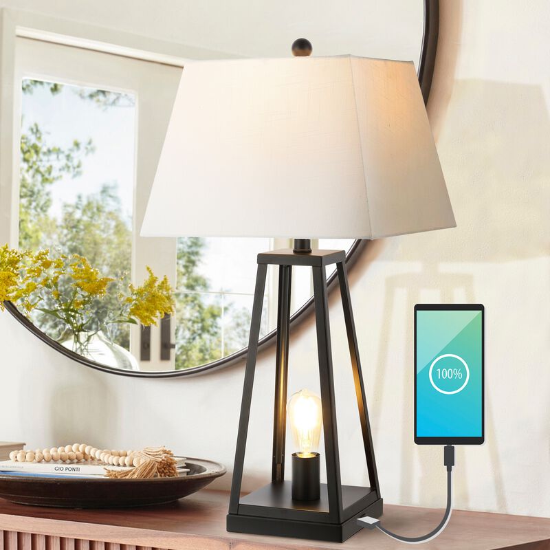 Waylon Classic Industrial Iron Nightlight LED Table Lamp with USB Charging Port image number 3
