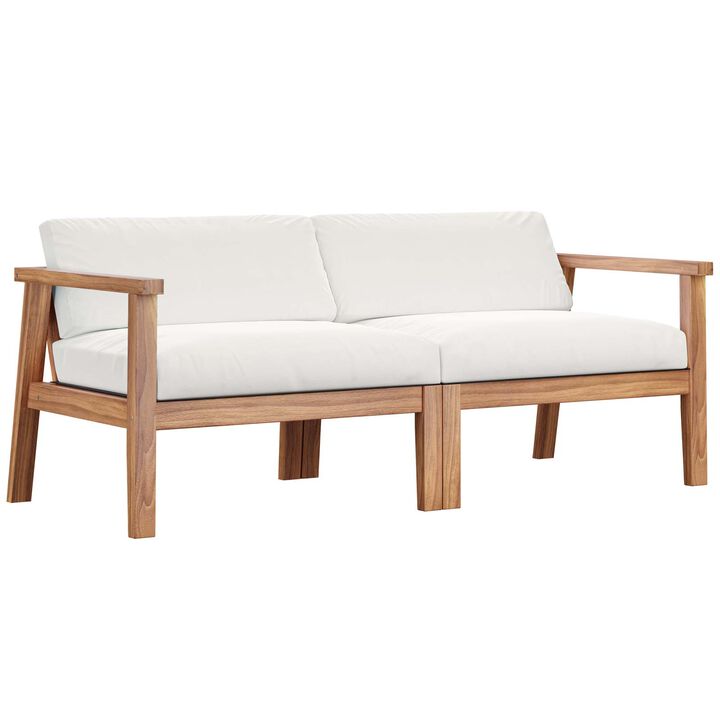 Modway - Bayport Outdoor Patio Teak Wood 2-Seater Loveseat Natural White