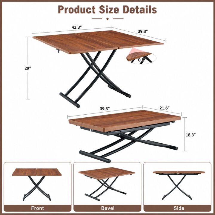 GOODSILO Multifunctional Adjustable Height Lifting Table Foldable Desktop for Home Office Dining Coffee Dressing Space Saving