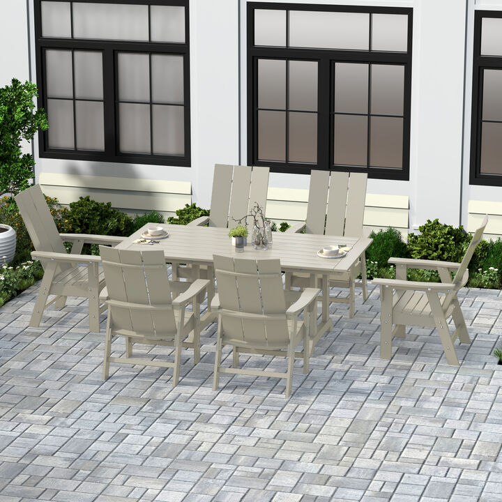 WestinTrends 7 Piece Outdoor Patio Dining Table and Modern Adirondack Armchair Set