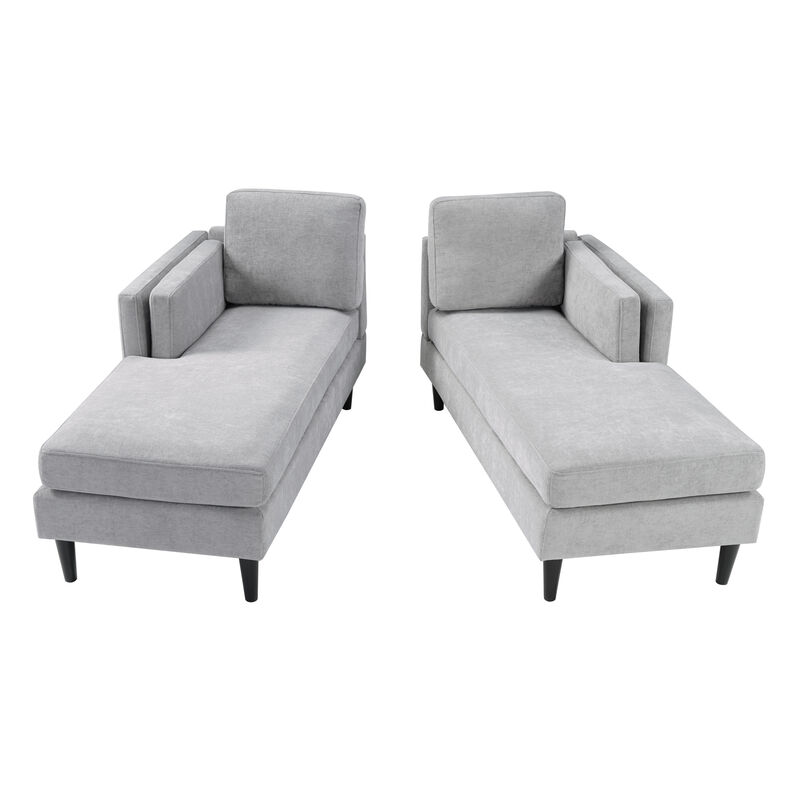 Merax Modular Chenille Chaise Lounge - Dual-Layer Armrests with Flexible Layouts Accent Chairs image number 3