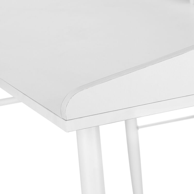 Monarch Specialties I 7535 Computer Desk, Home Office, Laptop, Storage Shelves, 48"L, Work, Metal, Laminate, White, Contemporary, Modern