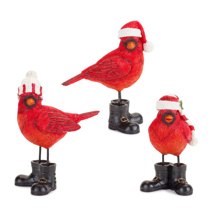 Set of 3 Decorative Cardinal Statues for Garden, Yard, and Outdoor D&eacute;cor