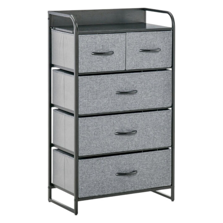 Compact Storage Chest Dresser with Metal Frame For Bedroom