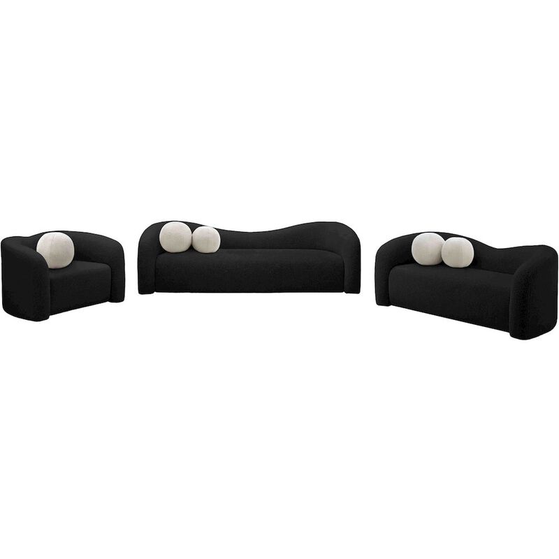 Meridian Furniture Kali Black Faux Shearling Teddy Fabric Sofa