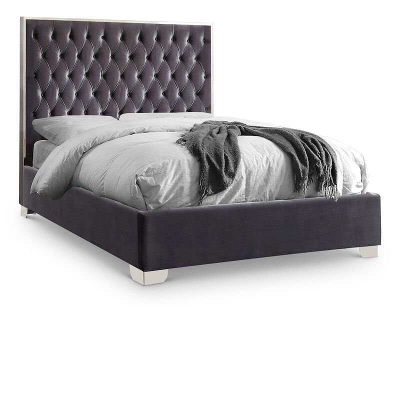 Meridian Furniture Lexi Grey Velvet King Bed