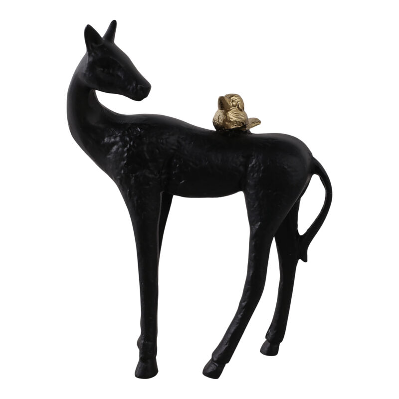 10x8" Bird Perched On Horses Back, Black/ Gold image number 0