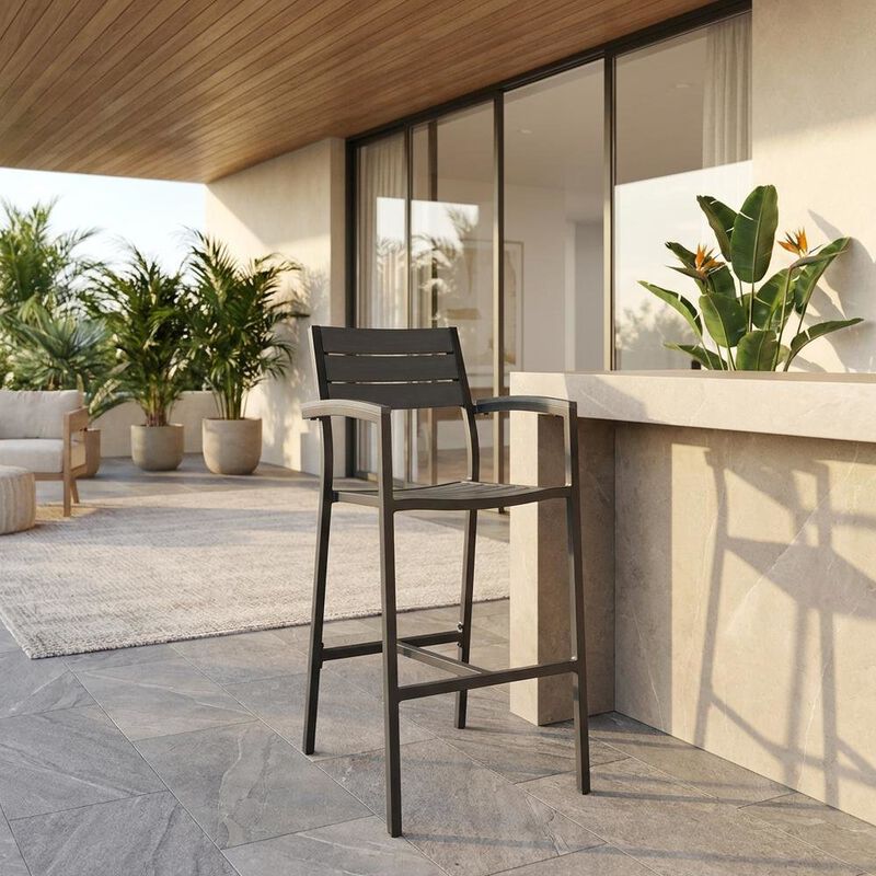 Stylish Outdoor Patio Bar Stool With Armrests And Comfortable Seat image number 4