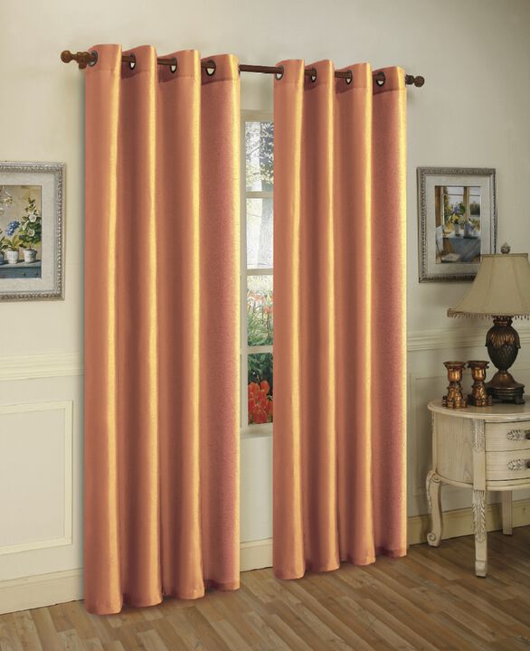 J&V TEXTILES Solid Grommet Faux Silk Window Curtain Drapes Treatment in 84" Length- Set of 2