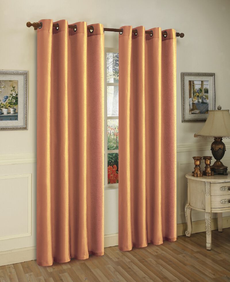 J&V TEXTILES Solid Grommet Faux Silk Window Curtain Drapes Treatment in 84" Length- Set of 2 image number 0