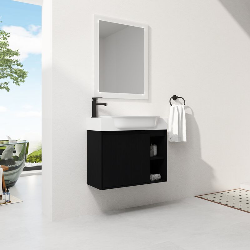 ELEMENT ACE Wall-Mounted Bathroom Vanity with Ceramic Sink and Soft-Close Doors for Modern Spaces image number 4