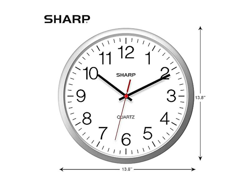 Sharp Silver Sweep Wall Clock 14 Inch Silent Non Ticking Easy Read Kitchen Decor image number 2
