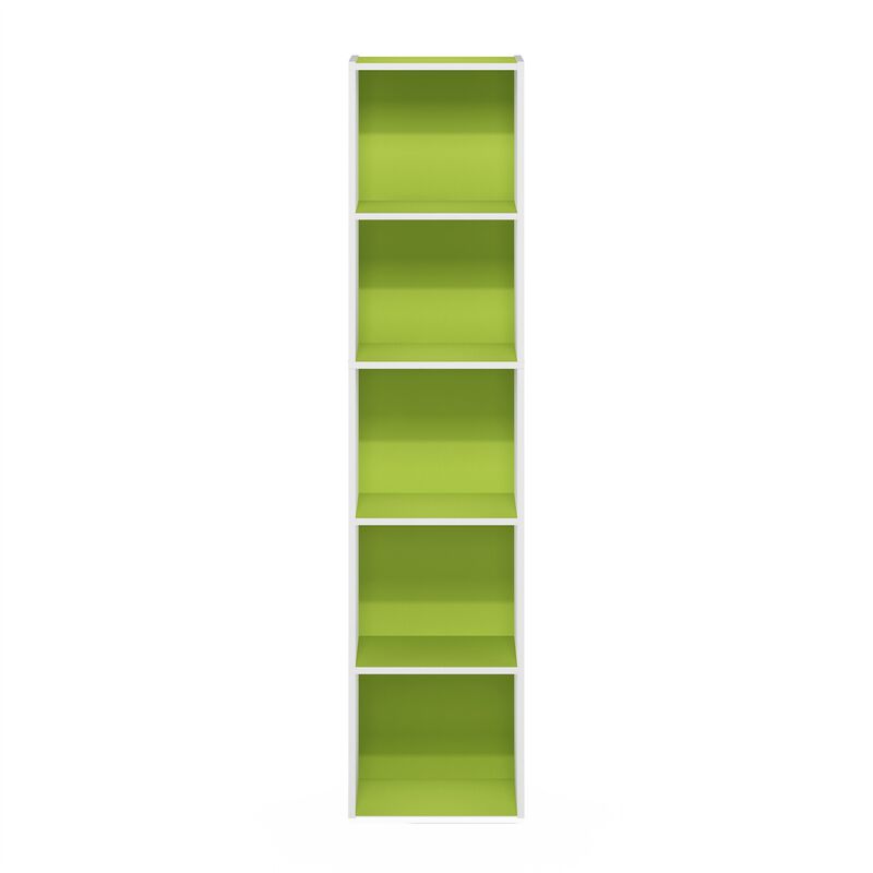 Furinno Luder Bookcase / Book / Storage, 5-Tier Cube, Green/White