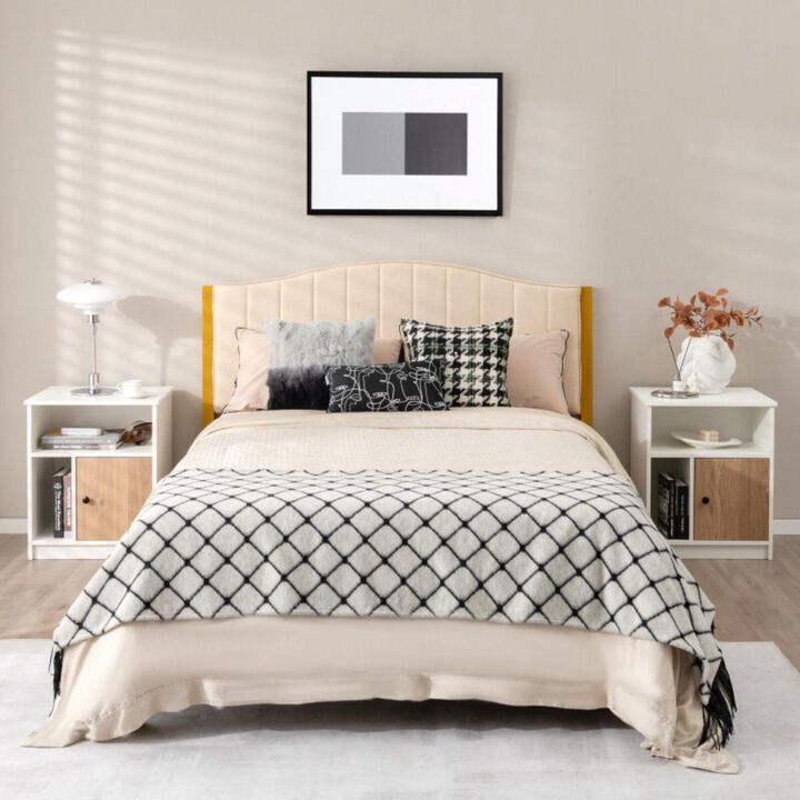 Hivvago 2 Pieces 25 Inch Tall Nightstands with Door and 2 Open Shelves-White