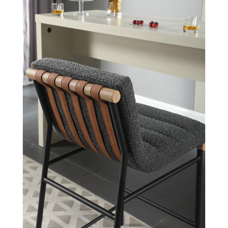 Lilola Home Lahni Dark Gray Boucle Fabric Counter Height Chair